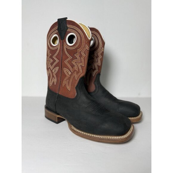 Justin Big News 11” Western Black Red Cowhide Boot Mens Size 7D FN7022 NEW - Picture 4 of 16